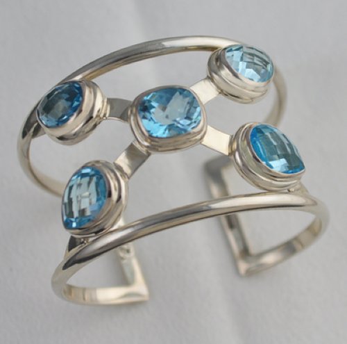 Unique Artisan Jewelry on Unique Artisan Sterling Silver Blue Topaz Cuff Bracelet   Ebay