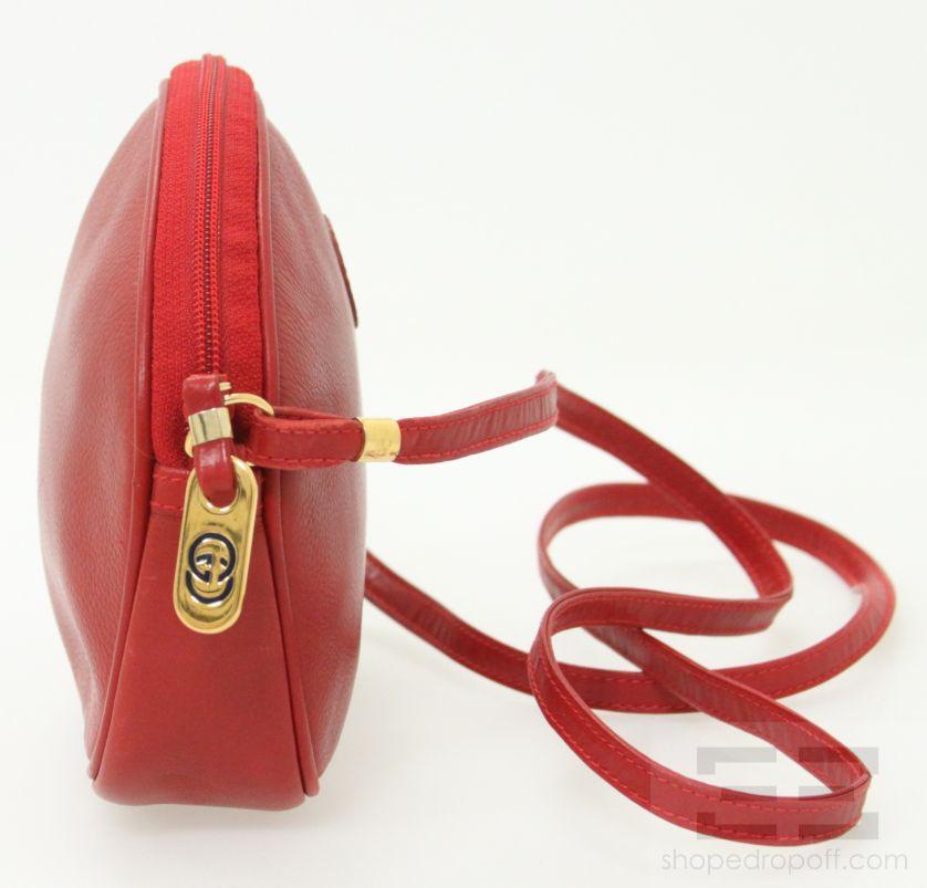 Gucci Vintage Red Leather Crossbody Handbag | eBay