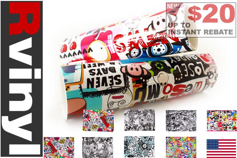 Rwraps Sticker Bomb Vinyl Wrap Sheet Film Roll for Ram Air Intake Systems