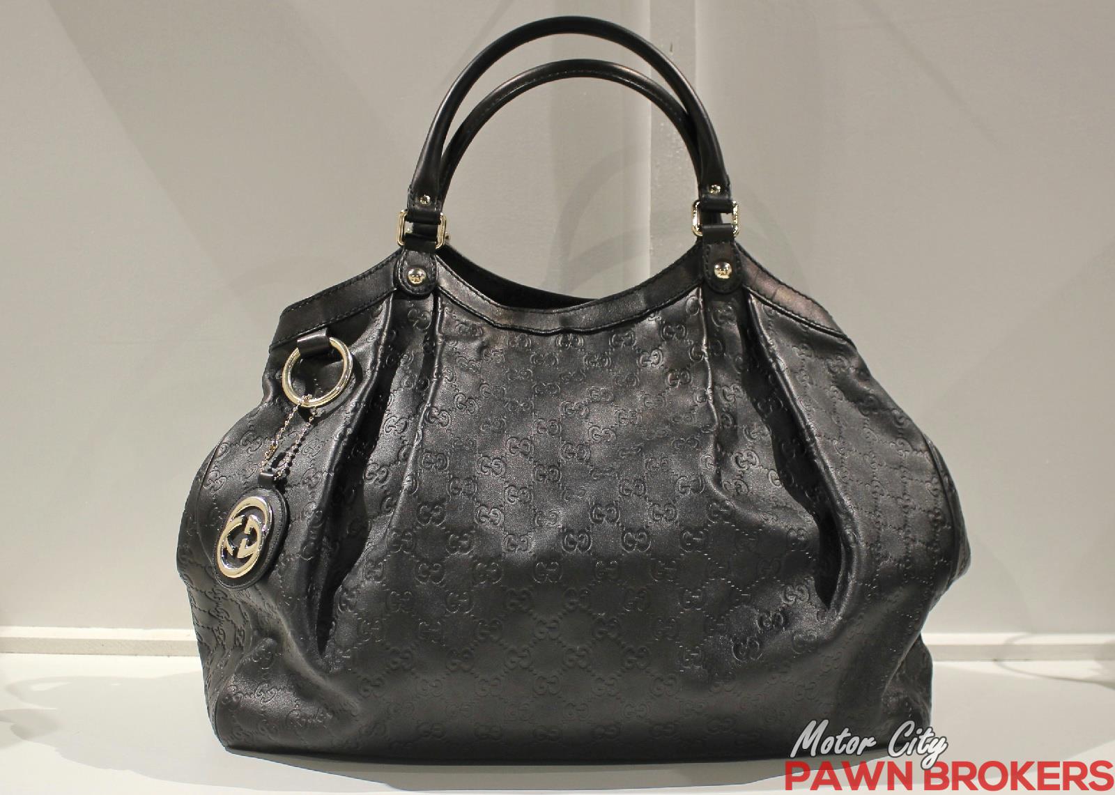 Gucci (211943) Sukey - Monogram GG - Black - Leather - Women&#39;s - Tote - Purse | eBay