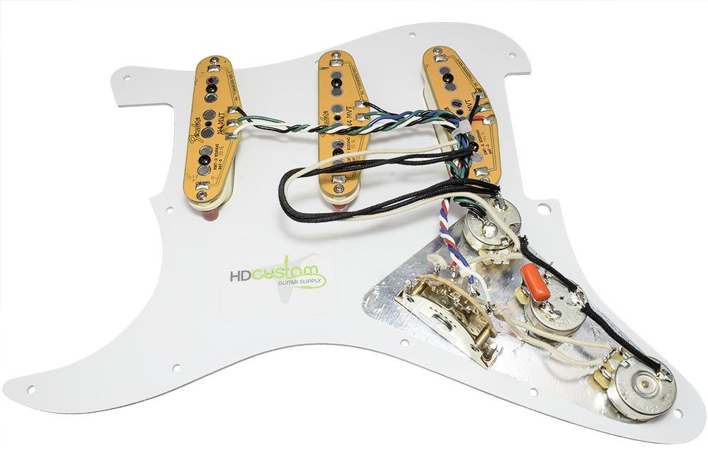 Loaded Strat Pickguard, Fender Gen 4 Noiseless w Blend Pot ... guitar wiring diagram active 1 volume 2 pickups 3 way switch 