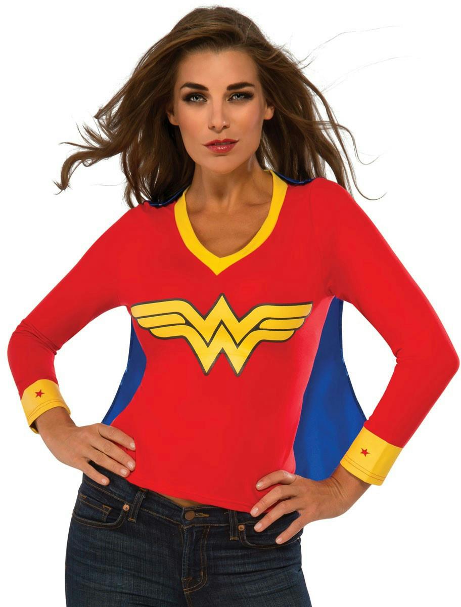 DC Superheroes Wonder Woman Sporty Tee Shirt With Cape Size Medium | eBay